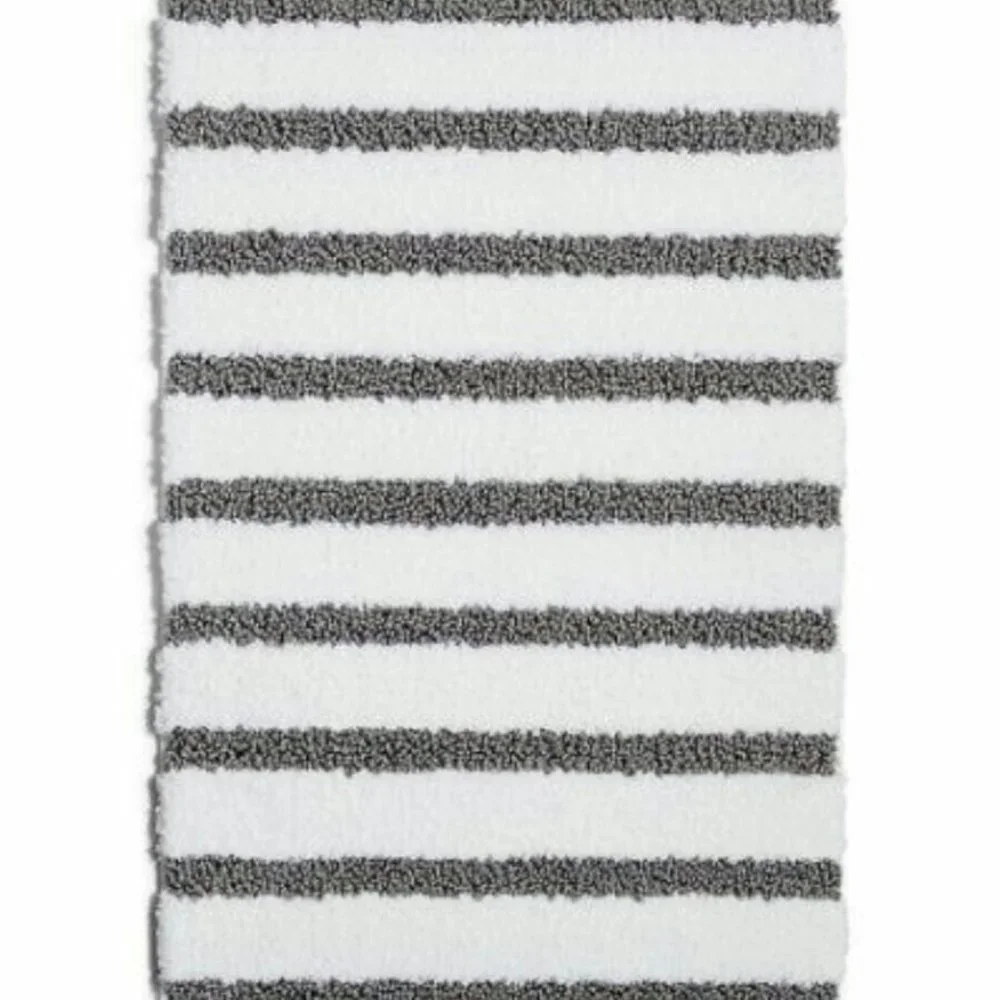 Charter Club Elite Stripe Skid Resistant Bath Rug Gray White